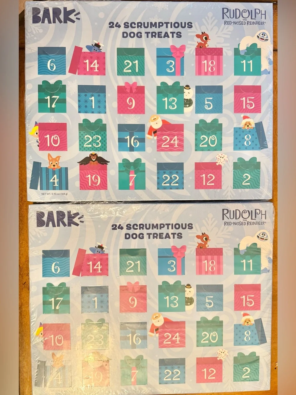 2)BARK BOX SMALL DOG ADVENT CALENDAR RUDOLPH RED NOSE REINDEER GIFT BOX SET 24